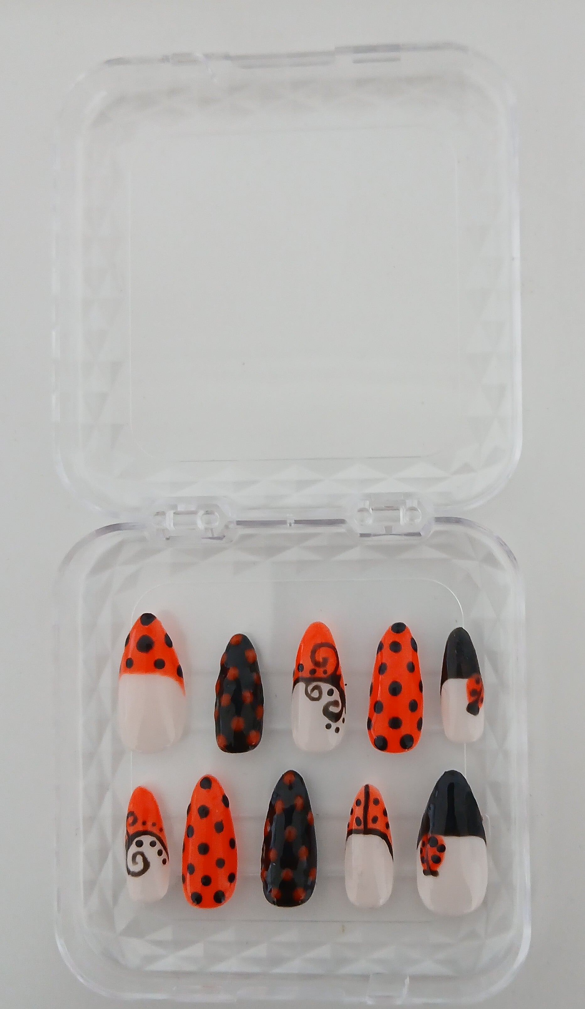 Ladybird Press On Nails — Handcrafted Nature-Inspired Set of 24