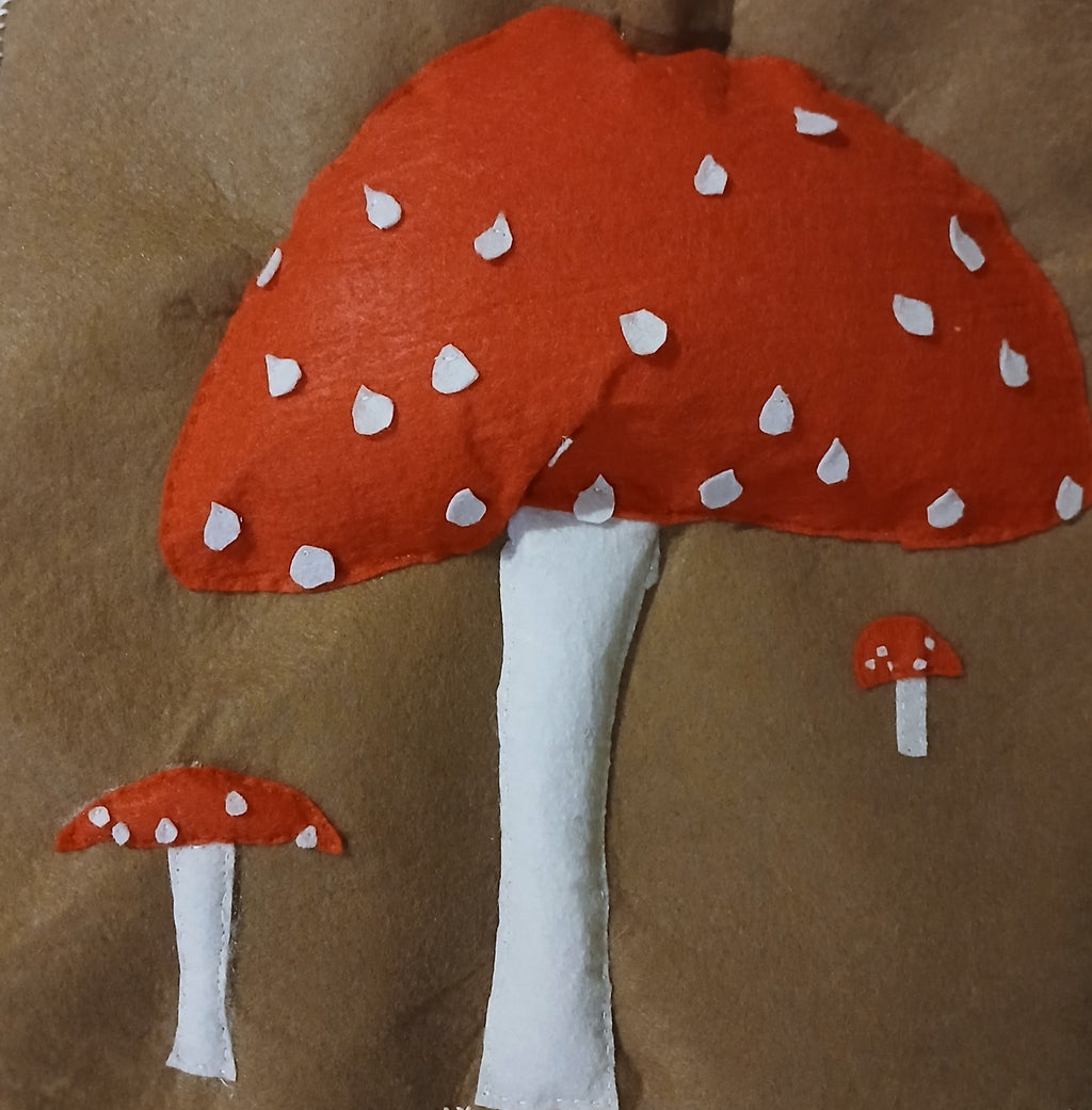 Toadstool Patchwork Square — Handmade Woodland Fabric Patch