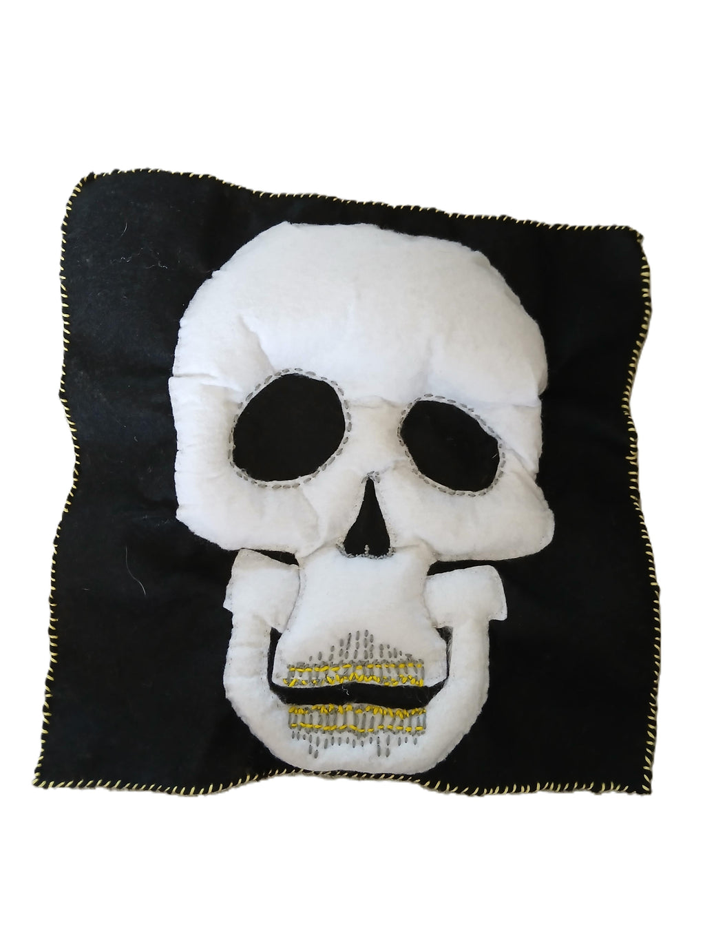 Gothic Skull Patchwork Square — Handmade Fabric Patch