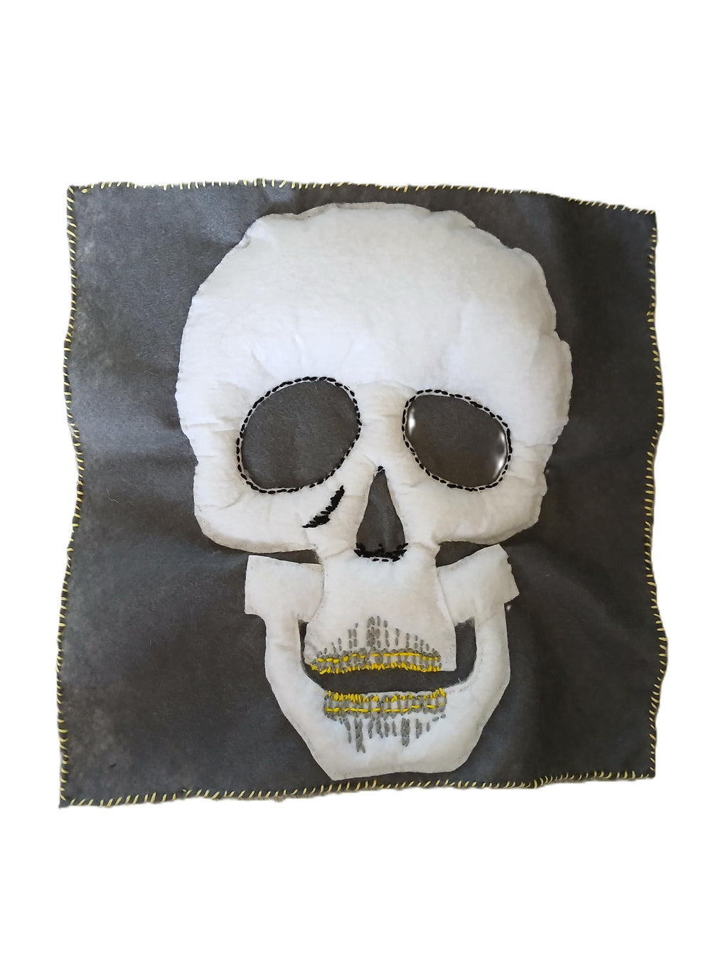 Gothic Skull Patchwork Square No.2 — Handmade Fabric Patch