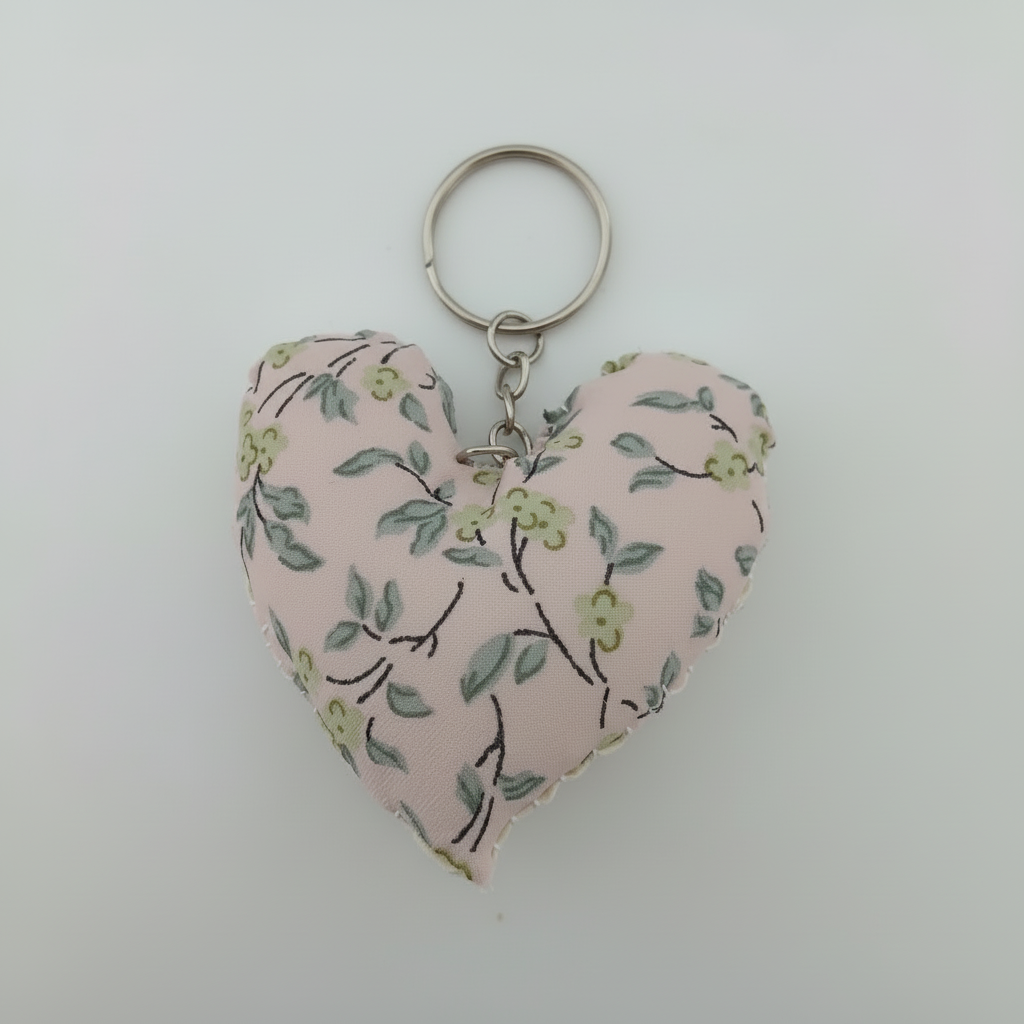 Floral Heart Keyring White Background