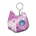 Keyring Cat 1 - pink cat face, white background