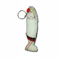 Keyring Fish-1 - floral cream fish, white background